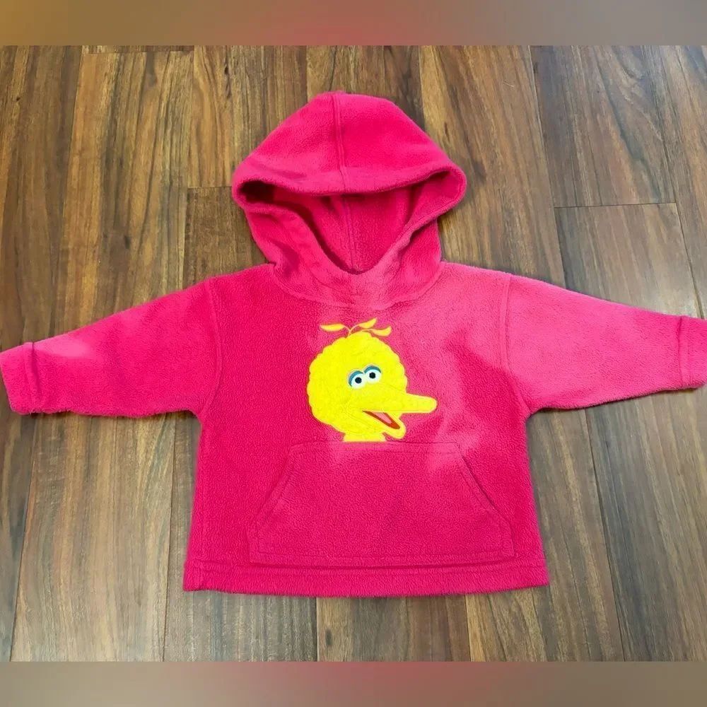 Sesame Street Big Bird Vintage pink fleece embroidered hoodie
